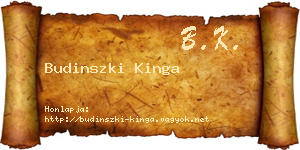 Budinszki Kinga névjegykártya